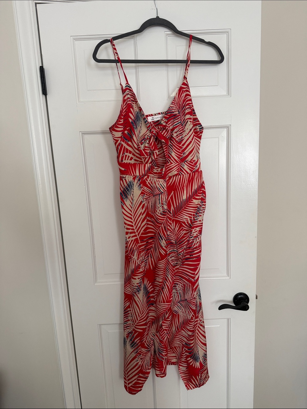 Cupshe Red and Cream Tropical Midi Dress